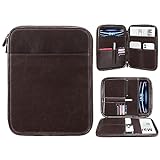 MoKo 9-11 Inch Tablet Sleeve Bag Compatible with iPad 10th Gen 10.9, iPad Pro 11 Inch, iPad Air 5/4th 10.9, iPad 9/8th 10.2, Galaxy Tab S8/S9 11, PU Leather with Multiple Compartments, Dark Brown