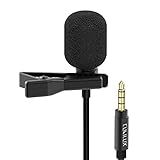 Cubilux 3.5mm Phone Microphone with High Sensitive ECM for Loud and Clear Recording, Omnidirectional 1/8” TRRS Mini Lavalier MIC, External Clip Lapel Vlog MIC for Android Smartphone, Laptop, 5 Feet