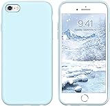 GUAGUA Compatible with iPhone 6 Plus/6S Plus Case Liquid Silicone Soft Gel Rubber Slim Thin Microfiber Lining Cushion Texture Protective Phone Cases for iPhone 6 Plus/6s Plus Sky Blue