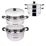2 Tier Stainless Steel Stackable Cookware Tamale Food Steamer Pot For Cooking Pots/Saucepan Set 4 pc w/Rack & Basket Tray, Dumpling Steamer, Steamer For Cooking, Vegetable Steamer 26cm/ 14qt Lake Tian