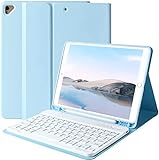 Keyboard Case for iPad 9th Generation 2021/8th Gen/7th Gen 10.2 Inch, Detachable Wireless with Pencil Holder Keyboard Cover for New iPad 9th Gen/8th Gen/7th Gen 10.2'/iPad Air 3/iPad Pro 10.5' (Blue)