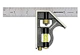Swanson Tool Co TC130 6-Inch Combo Square with Cast Zinc Body, Stainless Steel Ruler and Brass Bolt