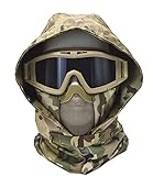 JFFCESTORE Ear Protection Foldable Half Face Airsoft Mesh Mask with Goggles and Headgear Hoods Protective Paintball Headgear Mask Tactical Lower Face Protective Mask CP