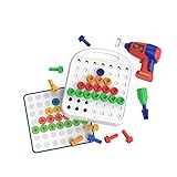 Educational Insights Design & Drill Patterns & Shapes Drill Toy, 58 Pieces with Toy Drill, Preschool STEM Toy for Home & Classroom, Ages 3+
