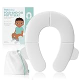 Frida Baby Fold-and-Go Potty Seat for Toilet | Foldable Travel Potty Seat for Toddler, Fits Round & Oval Toilets, Non-Slip Base, Handles, Includes Free Travel Bag