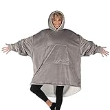 THE COMFY Original | Oversized Microfiber & Sherpa Wearable Blanket, Seen On Shark Tank, One Size Fits All Gray