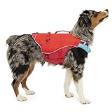 Kurgo Surf n’ Turf Dog Life Jacket - Flotation Life Vest for Swimming and Boating - Dog Lifejacket with Rescue Handle and Reflective Accents - Machine Washable - Red/Blue, Medium