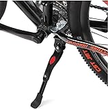 WIROJ 24 to 26 Inch Bicycle Center Mount Kickstand with Bike Chainstay Protector - Aluminum Alloy Stand for Mountain, MTB and Road Bikes - Easy Installation, Adjustable Length 300-340mm (Black)