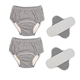 2 Pack Washable Incontinence Underwear for Men & Women, TPU Leakage-Proof Adult Cloth Diaper Nappy with Inserts, Reusable Absorbent Urinary Briefs for The Elderly, Disabled, Postpartum (XL, Grey)