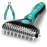 Say Goodbye to Shedding with Ruff 'N Ruffus Professional Double-Sided Undercoat Rake Dog Brush for Dogs & Cats | Reduce Shedding by 95% | Bonus Nail Clipper | Premium Pet Grooming Tool