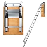 VEVOR Attic Ladder Telescoping, 350-pound Capacity, 23.6' x 39.37', Multi-Purpose Aluminium Extension, Lightweight and Portable, Fits 10.1'-10.7' Ceiling Heights, Convenient Access to Your Attic