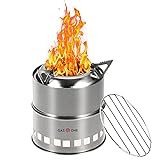 Gas One Camping Stove - Wood Stove Stainless Steel Portable Stove with Alcohol Tray Potable Wood Burning Stoves for Picnic BBQ Camp Hiking with Grill Grid