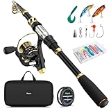Fishing Rod and Reel Combo Telescopic Pole Set with Fishing Line, Fishing Lures Kit and Carrier Bag for Sea Saltwater Freshwater (A-Full Kit with Carrier Bag, 1.8M-5.91FT)