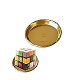 [25pcs] 3 5/8' Gold Cakeboard Round,Gold Plastic Mousse Cake Boards Cake Plates Cake Dessert Cookies Pastry Displays Tray, Wedding Birthday Cake Decorative Kit (Round)