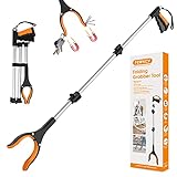 43' Extra Long Grabber Tool, Foldable Grabbers for Elderly Grab It Reaching Tool with Rotating Jaw +Magnets, 4' Wide Claw Opening Reacher Grabber Pickup Tool, Grabber Reacher Tool Heavy Duty