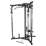 Valor Fitness BD-61 Cable Machine Power Machine - 17 Adjustable Positions with Pull Up Bars, Max Weight 200 lb. Plate Loaded Pulley System for Home Gym Workout - Handles Included