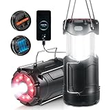 2 Pack Collapsible LED Camping Lantern, Consciot USB C Rechargeable and Battery Powered 2-in-1 Emergency Light with Flashlight and Magnetic Base, Power Outages Hurricane Supplies Survival Kits,Black