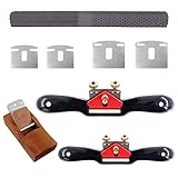Glarks 8Pcs 9' 10' Adjustable Spokeshave with Replacement Blades and 4 -Way Rasp File, Manual Planer with Flat Base for Wood Craft, Wood Craver, Wood Working