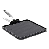 OXO Good Grips Pro 11' Griddle Pan, 3-Layered German Engineered Nonstick Coating, Dishwasher Safe, Oven Safe, Stainless Steel Handle, Black