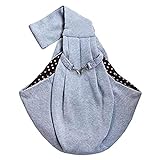 CRMADA Hands-Free Reversible Small Dog Cat Sling Carrier Bag Travel Tote Soft Comfortable Puppy Kitty Rabbit Double-Sided Pouch Shoulder Carry Tote Handbag, Grey…