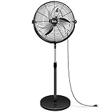 Simple Deluxe 20 Inch Pedestal Standing Fan, High Velocity, Heavy Duty Metal For Industrial, Commercial, Residential, Greenhouse Use, Black