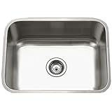 Houzer Stainless Steel STS-1300-1 Eston Series l Kitchen Sink - Undermount 23 inch Single Bowl Sink, Corrosion Resistant Stainless Steel, Easy to Clean Satin Finish, Ideal for Washing and Food Prep