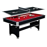 Hathaway Spartan 6-Ft Pool & Table Tennis Multigame Table for Family Recreation Game Rooms with Red Felt Playing Surface, All Accessories Included - Black Finish, 72' L x 38' W x 31' H