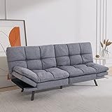 Hcore Convertible Futon Sofa Bed,Sleeper Futon Couch,Memory Foam Futon Sofa,Loveseat Sofa Bed,Small Splitback Polyester Modern Sofa for Living Room,Office,Apartment,Grey