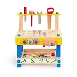 ROBUD Wooden Tool Workbench Toy for Kids & Toddlers, with Wood Tool Set Gift for Boys Girls 3 Year Old and Up