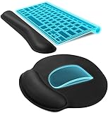 KTRIO Ergonomic Mouse Pad with Wrist Support, Comfortable Keyboard Wrist Rest, Memory Foam Wrist Pad for Keyboard, Mouse Pad Sets for Easy Typing & Pain Relief for Computer, Office & Home, Black