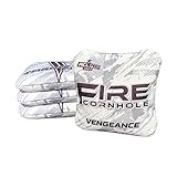 FIRE CORNHOLE | Vengeance | ACL Pro Approved | 16oz Cornhole Bags | Set of 4 | Professional Quality (White)