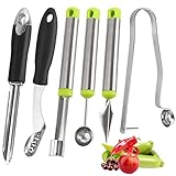 Openfly Vegetable Corer Tool, 6 Pcs Stainless Steel Fruit and Vegetable Corer Jalapeno Pepper Corer Tools Corer and Pitter Tomato Corer Remover Cherry Pitter Zucchini Corer to Remove Seeds