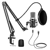 Neewer USB Microphone Kit for Windows and Mac, Includes Suspension Scissor Arm Stand, Shock Mount, Pop Filter, USB Cable and Table Mounting Clamp for Broadcasting and Sound Recording (Black & Silver)
