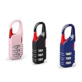 Mini Padlock, BARRYSAIL 3 Pcs Small Locks Set with 3 Digits Combination for Kids Diary Backpack Zipper (Black+Blue+Pink)