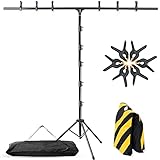 Coliflor T-Shape Portable Backdrop Stand – 8x5.3ft Adjustable Photo Background Stand Kit, Sturdy Small Back Drop Holder with 6 Spring Clamps, Sandbag, Carry Bag for Party, Photography and Video Studio