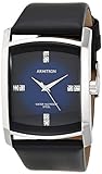 Armitron Men's 204604DBSVBK Dress Genuine Crystal Accented Silver-Tone Black Leather Strap Watch, Black/Dark Blue