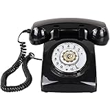 DanSoony - Retro Rotary Phone – 1960s Style Vintage Rotary Phone – Old-Fashioned Landline Phones for Home, Office, Desk – Retro Corded Phone with Mechanical Ringer