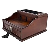 Arolly Wood Finish Valet Charging Station Multi Device Cord Organizer with Pull Out Drawer Compatible with iPhone, Samsung, and other Smartphones, Can Store Watches, Jewelry and more
