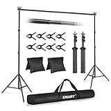EMART Backdrop Stand 10x7ft(WxH) Photo Studio Adjustable Background Stand Support Kit with 2 Crossbars, 8 Backdrop Clamps, 2 Sandbags and Carrying Bag for Parties Events Decoration