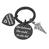 PLITI Phlebotomy Gifts Phlebotomy Technician Keychain She Believed She Could So She Did Keyring (Phlebotomy she believed2 bl)