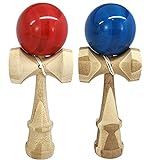 KENDAMA TOY CO. 2 PACK - The Best Kendama For All Kinds Of Fun (full size) - Awesome Colors: Blue/Bamboo Red/Bamboo Set - Solid Bamboo Wood - A Tool To Create Better Hand And Eye Coordination