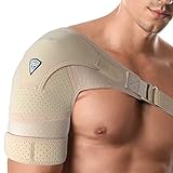 FIGHTECH Shoulder Brace for Torn Rotator Cuff | Pain Relief, Support and Compression Sleeve Wrap Stability Recovery Fits Left Right Arm, Men & Women (Nude), Large/X-Large (Pack of 1)
