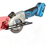 G LAXIA Mini Circular Saw, 4-1/2' 3400RPM Compact Cordless Circular Saw with Laser Guide, Rip Guide, Mini Table Saw with 2Pcs Blades for Wood, Soft Metal and Plastic Cuts
