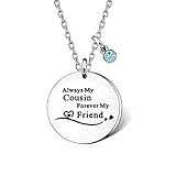JQFEN Cousins Necklace Gift from Cousins Always My Cousin Forever My Friend Jewelry for Women Mothres Day Valentines Birthday Present