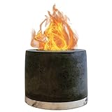 Roundfire Concrete Tabletop Fire Pit - Ethanol Fire Pit, Fire Bowl, Mini Personal Fireplace for Indoor & Garden - Bio Ethanol Fuel