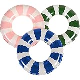 Simgoing 3 Pcs Inflatable Pool Float Classic Striped Swim Ring Floaties for Kids Adults Bachelorette Teens Inner Pool Tubes for Summer Pool Lake Beach Party Decor Supplies, 3 Colors (30 Inch)