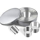 12 Pieces Round Cookie Cutters Set Stainless Steel Cookie Cutter Set Biscuit Plain Edge Round Cutters Circle Baking Metal Ring Molds Metal Ring Baking Molds Circle Pastry Donut Doughnut Cutter Set