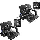 HITORHIKE Stadium Seat for Bleachers or Benches Portable Reclining Foldable Type Stadium Seat Chair with Padded Cushion Chair Back and Armrest Support 2PACK (Black)