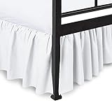 Ruffled Bed Skirt White Full Bed Skirt – Hotel-Quality Ruffles for Full Beds with 24' Drop – Full Bedskirt with Platform 100% Microfiber Bed Skirts with Corner Split (White)