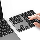 Bluetooth Number Pad, Lekvey Aluminum Rechargeable Wireless Numeric Keypad Slim 34-Keys External Numpad Keyboard Data Entry Compatible for Macbook, MacBook Air/Pro, iMac Windows Laptop Surface Pro etc